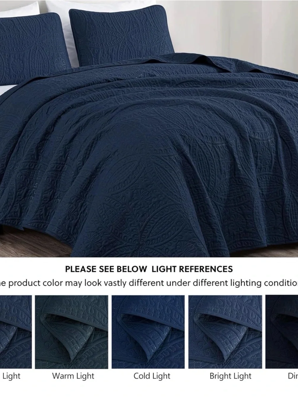 Navy Quilted Bedspread with Shams